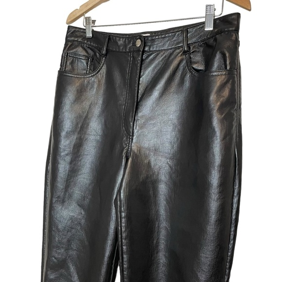 Aritzia Wilfred The Melina Pant Black Vegan Leather Straight High Rise Sz 14 - Picture 14 of 15